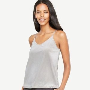 Ann Taylor velvet swing cami in gray split hem